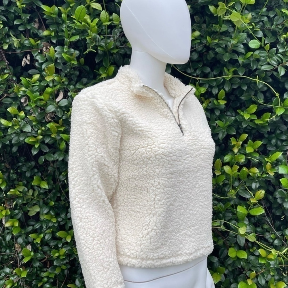 NWT Melrose & Market Nordstrom Vegan Shearling 1/4 Zip Sweater - Picture 3 of 9